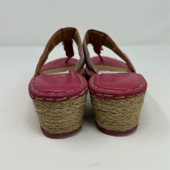 Born Women's Espadrille Wedge Slip On Thong Sandals Pink Size 8 Summer Casual - Picture 8 of 14